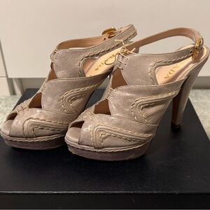Prada Women's Cream Leather Platform Heels